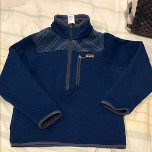 Patagonia Navy Fleece Quarter-Zip Pullover Boys XS size 5-6 EUC